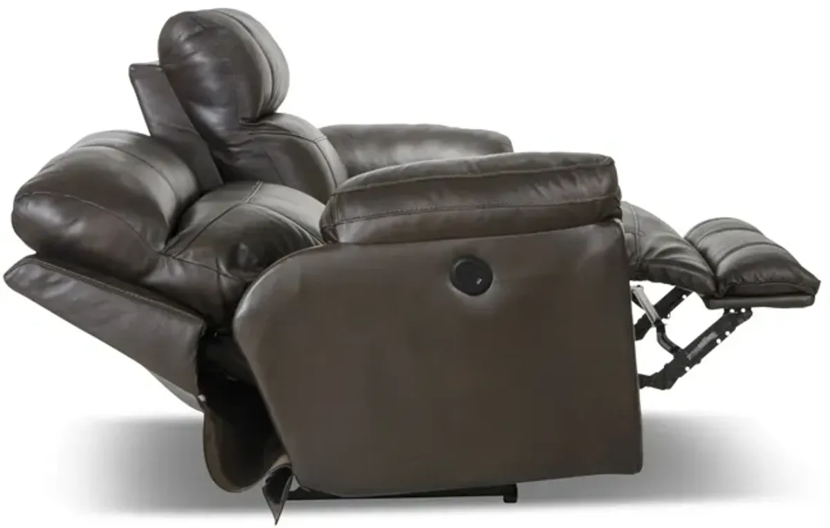 Watson Leather Power Sofa - Chocolate