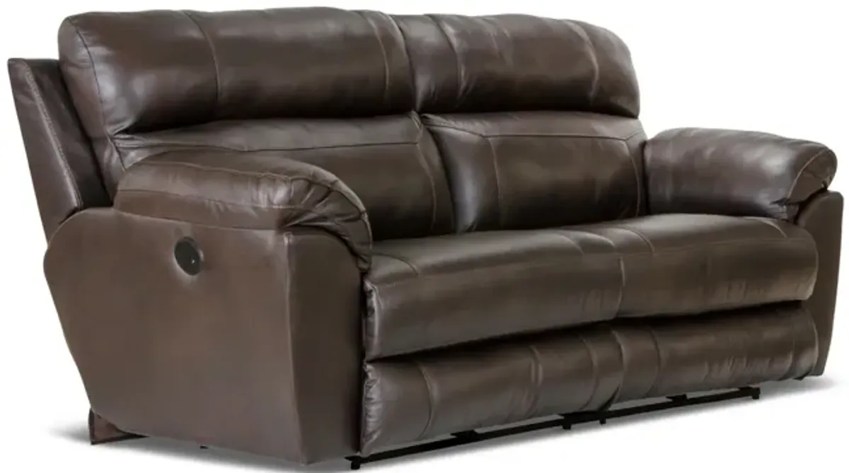 Watson Leather Power Sofa - Chocolate