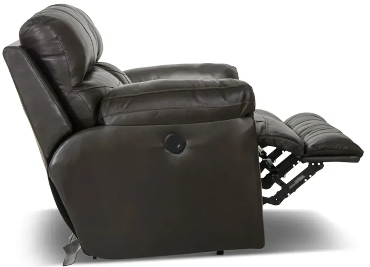 Watson Leather Power Loveseat - Chocolate