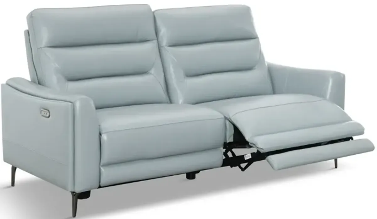 Rosita Leather Power Reclining Sofa - Aqua