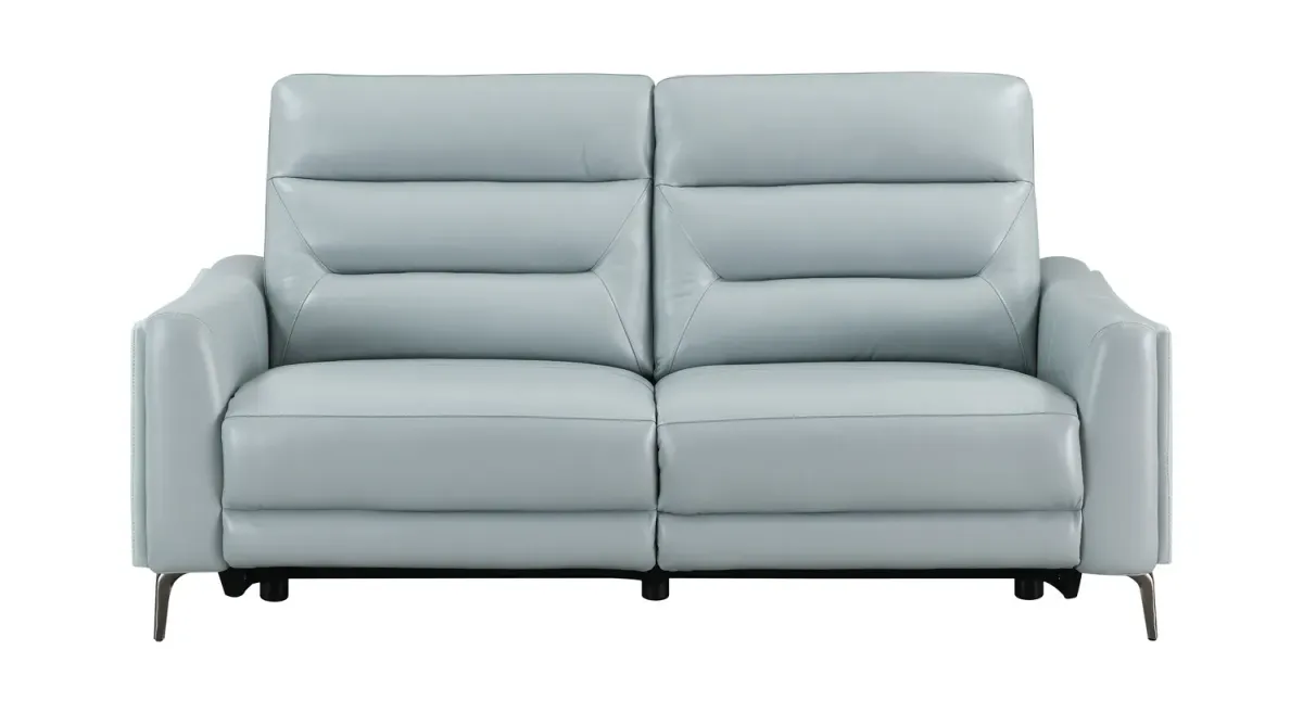 Rosita Leather Power Reclining Sofa - Aqua