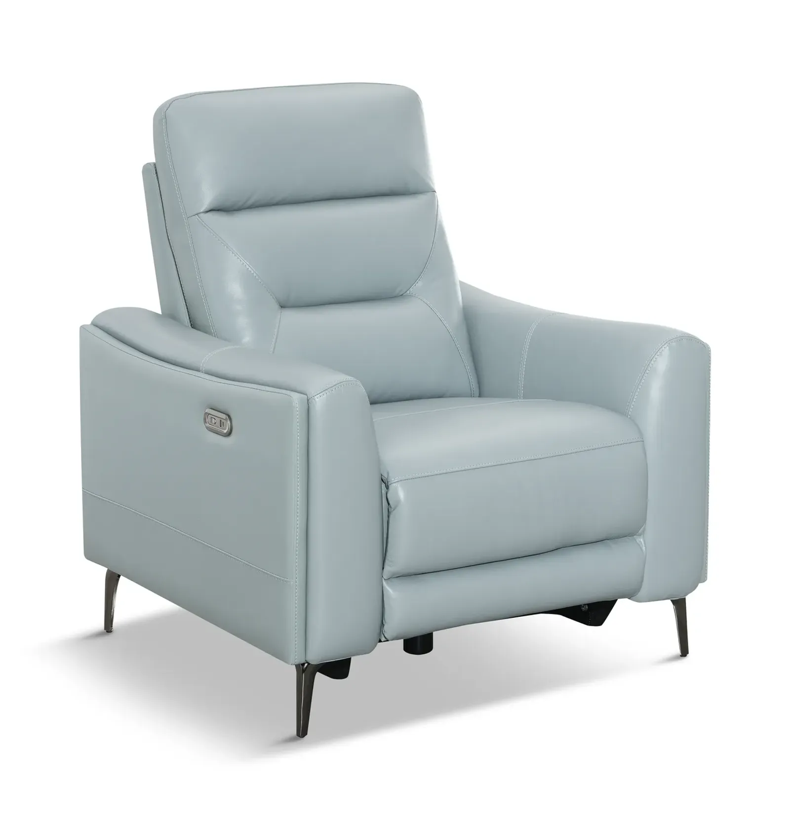 Rosita Leather Power Recliner - Aqua