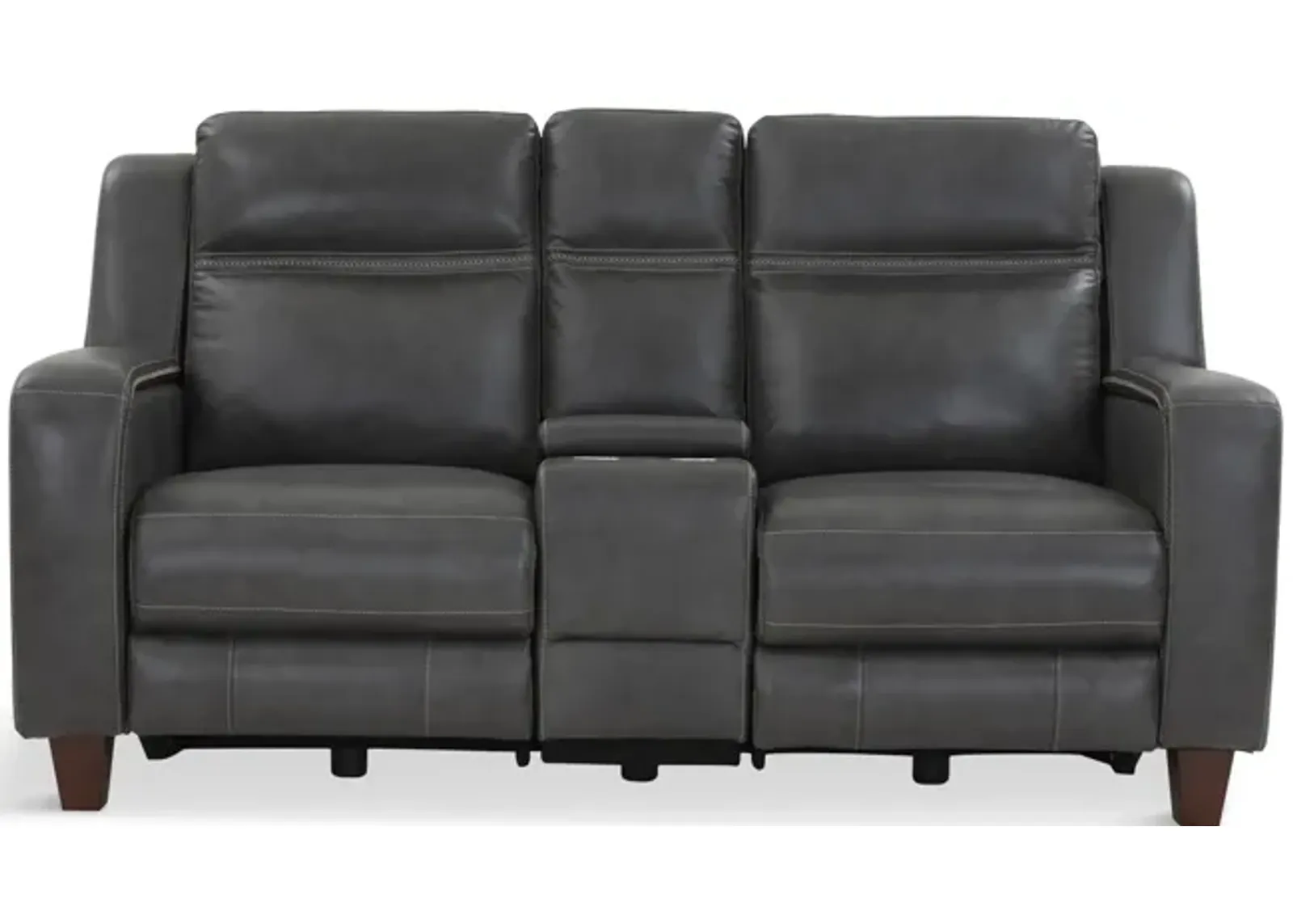 Hershal Leather Power Reclining Loveseat With Console