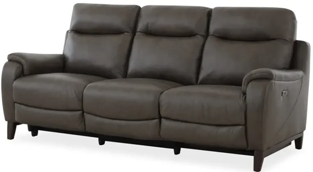 Atlas Leather Power Reclining Sofa - Charcoal