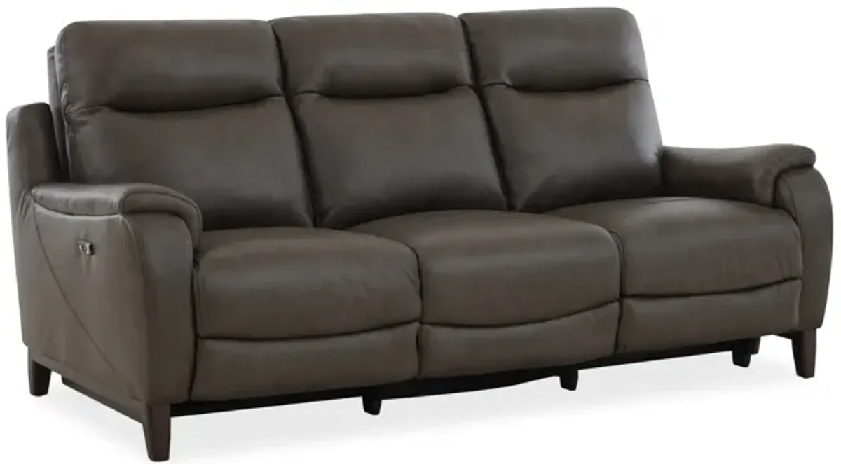 Atlas Leather Power Reclining Sofa - Charcoal