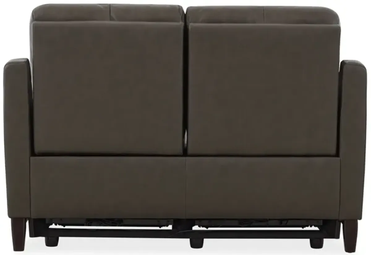 Atlas Leather Power Reclining Loveseat - Charcoal