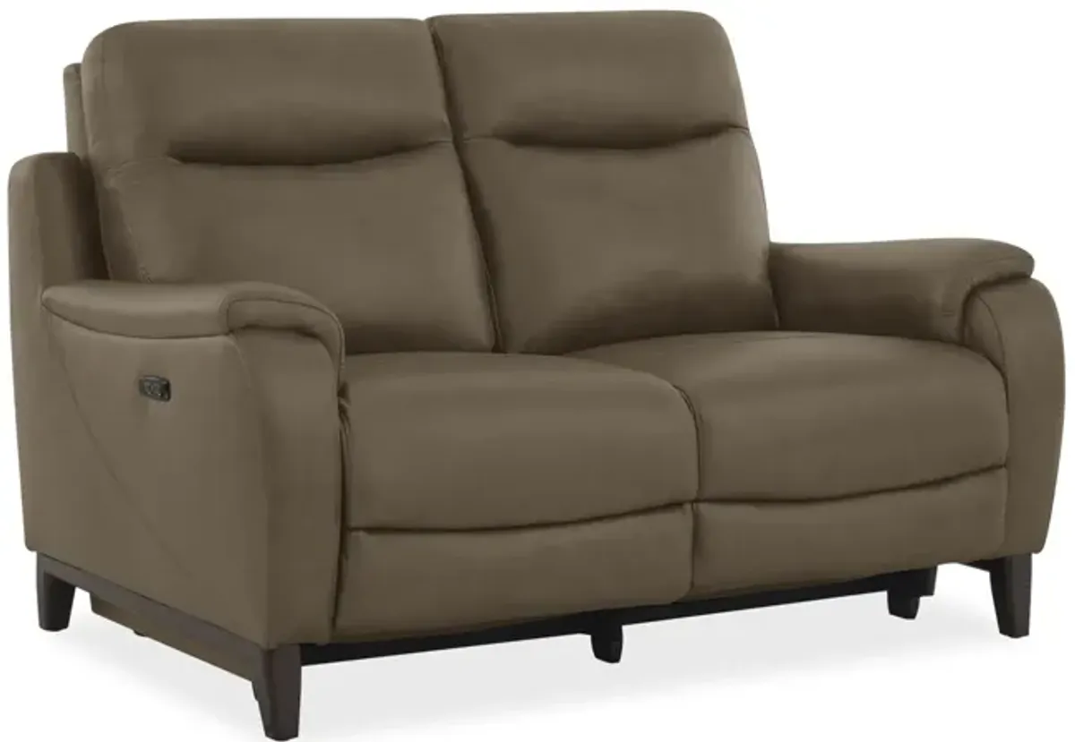 Atlas Leather Power Reclining Loveseat - Sand