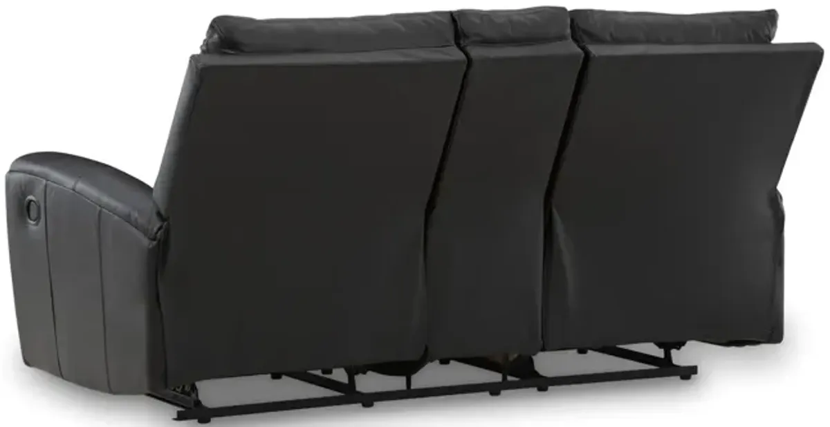 Yancy Leather Reclining Loveseat With Console