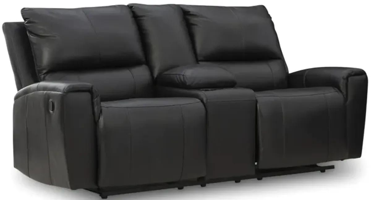 Yancy Leather Reclining Loveseat With Console