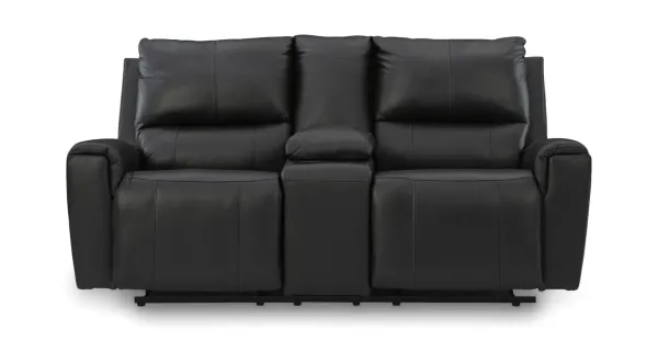 Yancy Leather Reclining Loveseat With Console