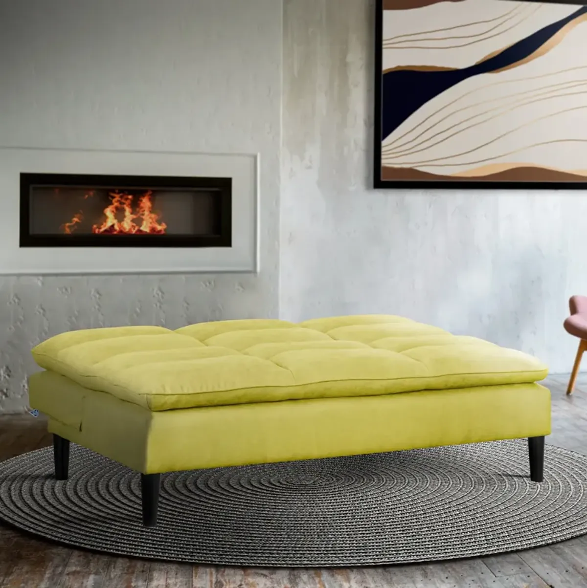 Pascal Convertible Sleeper Sofa - Chartreuse