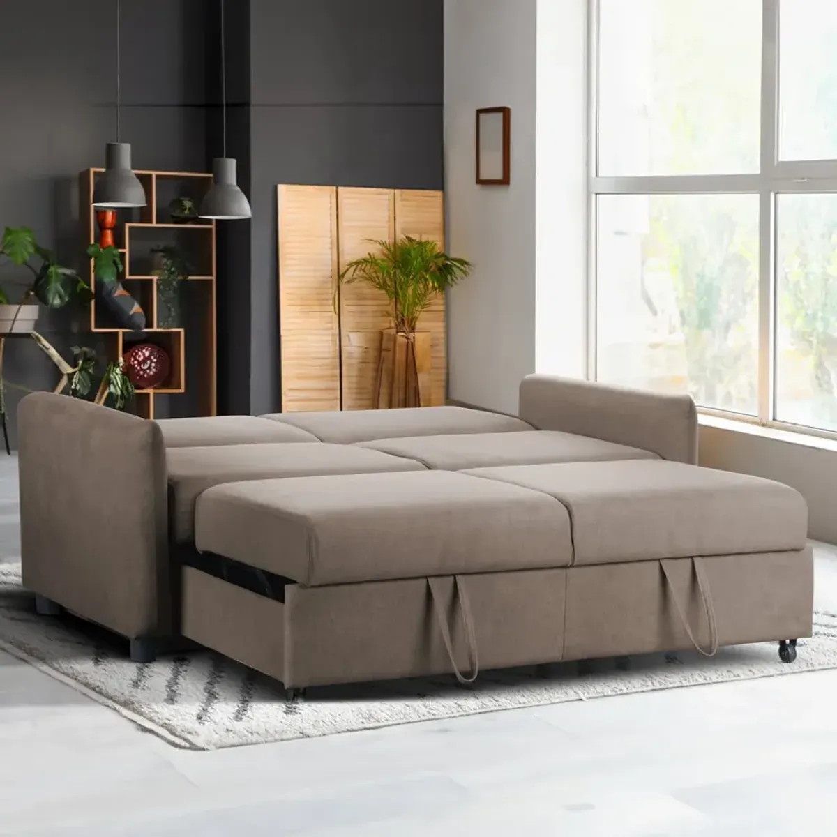 Priscilla Convertible Sleeper Sofa - Chocolate