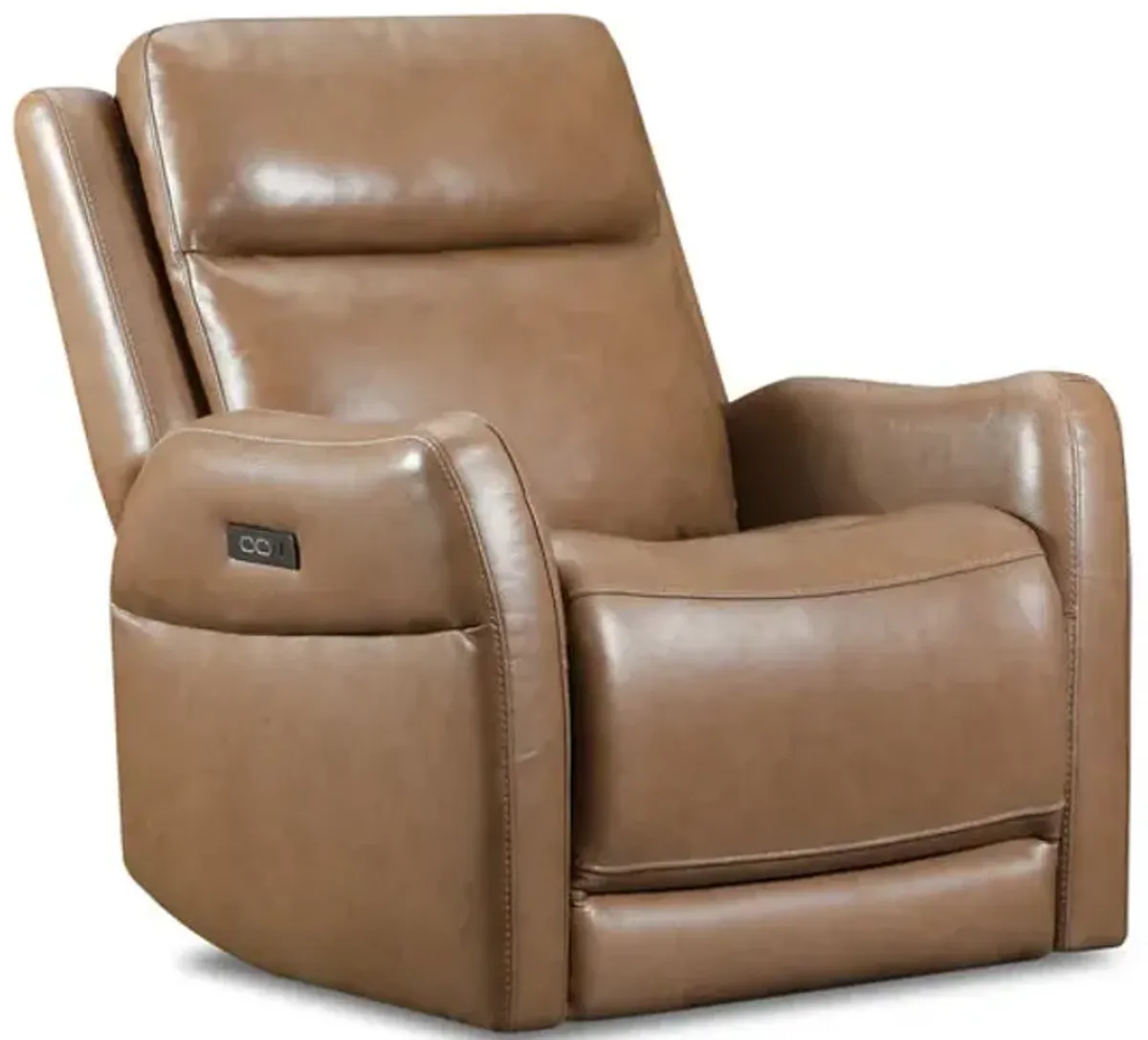 Mueller Leather Power Swivel Glider Recliner - Chestnut