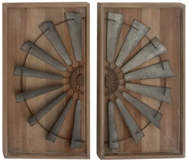 Set of 2 Aluminum Wood Wall Panels