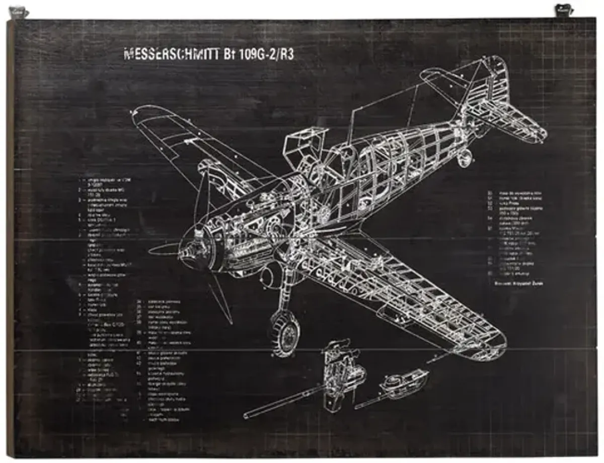 Airplane Diagram Wooden Wall Decor