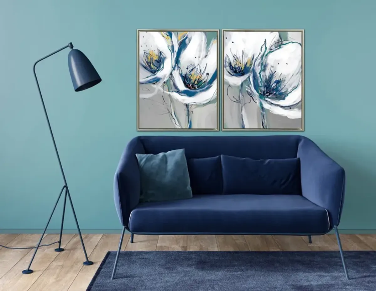 Seafoam Blooms I Gallery Framed Canvas Art