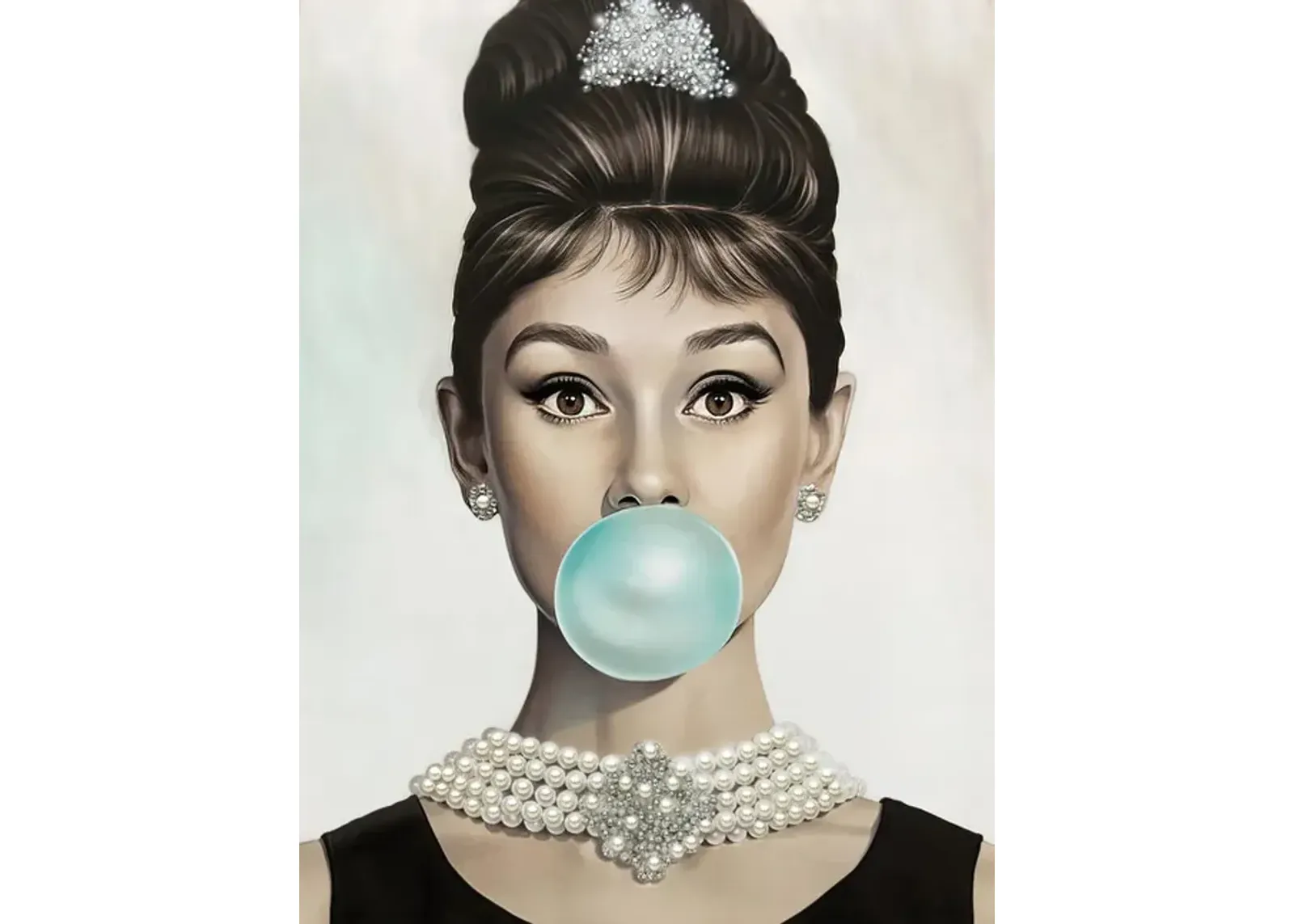 Audrey With Bubble Canvas Art 