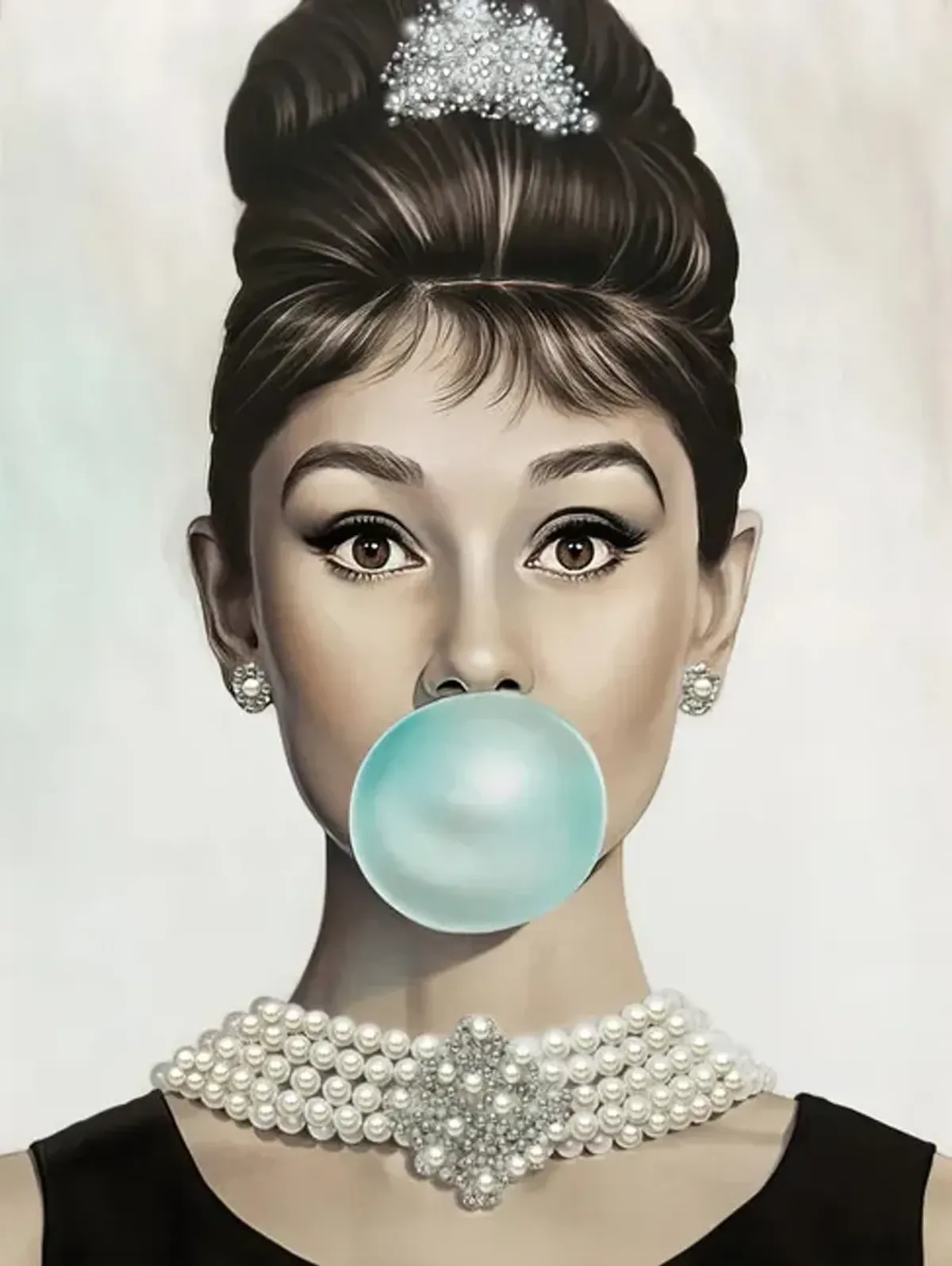 Audrey With Bubble Canvas Art 