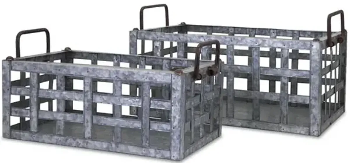 Galvanized Crates - Set of 2