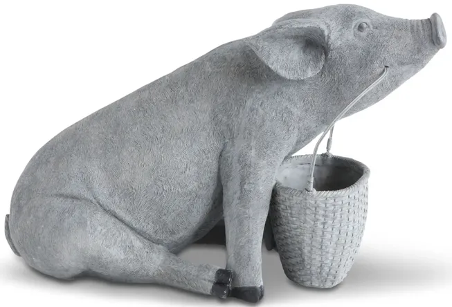 Pig With Basket Sculpture