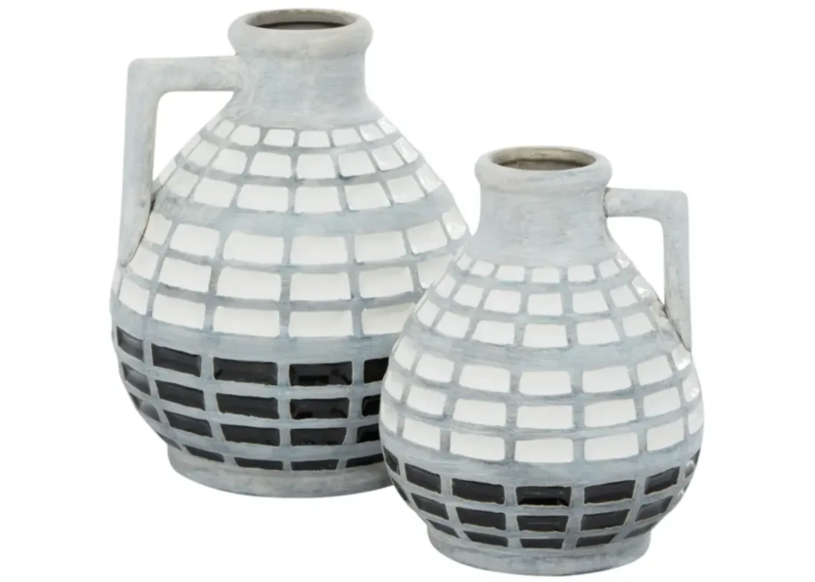 Set of 2 Handmade Grid Vases