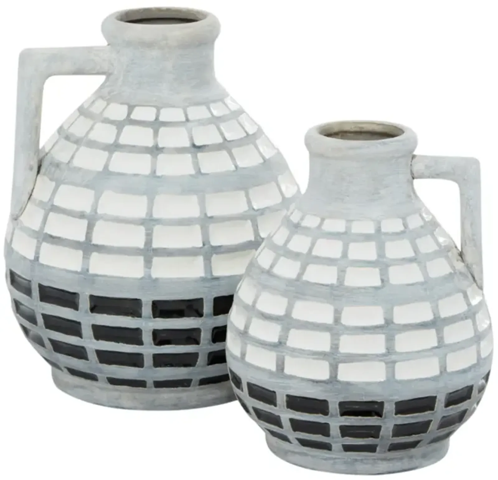 Set of 2 Handmade Grid Vases