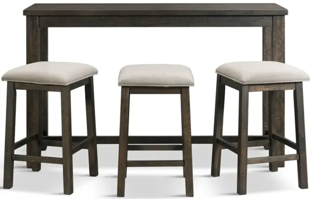 Graham Sofa Bar Table with 3 Stools - Charcoal
