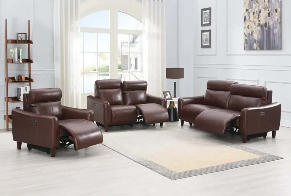 Bayfield Leather Power Sofa - Chocolate