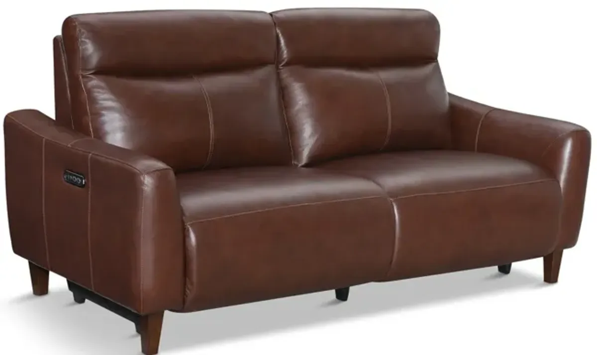 Bayfield Leather Power Sofa - Chocolate