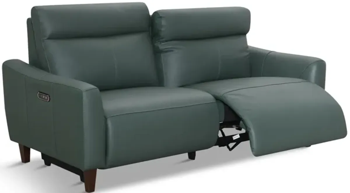 Bayfield Leather Power Sofa - Green