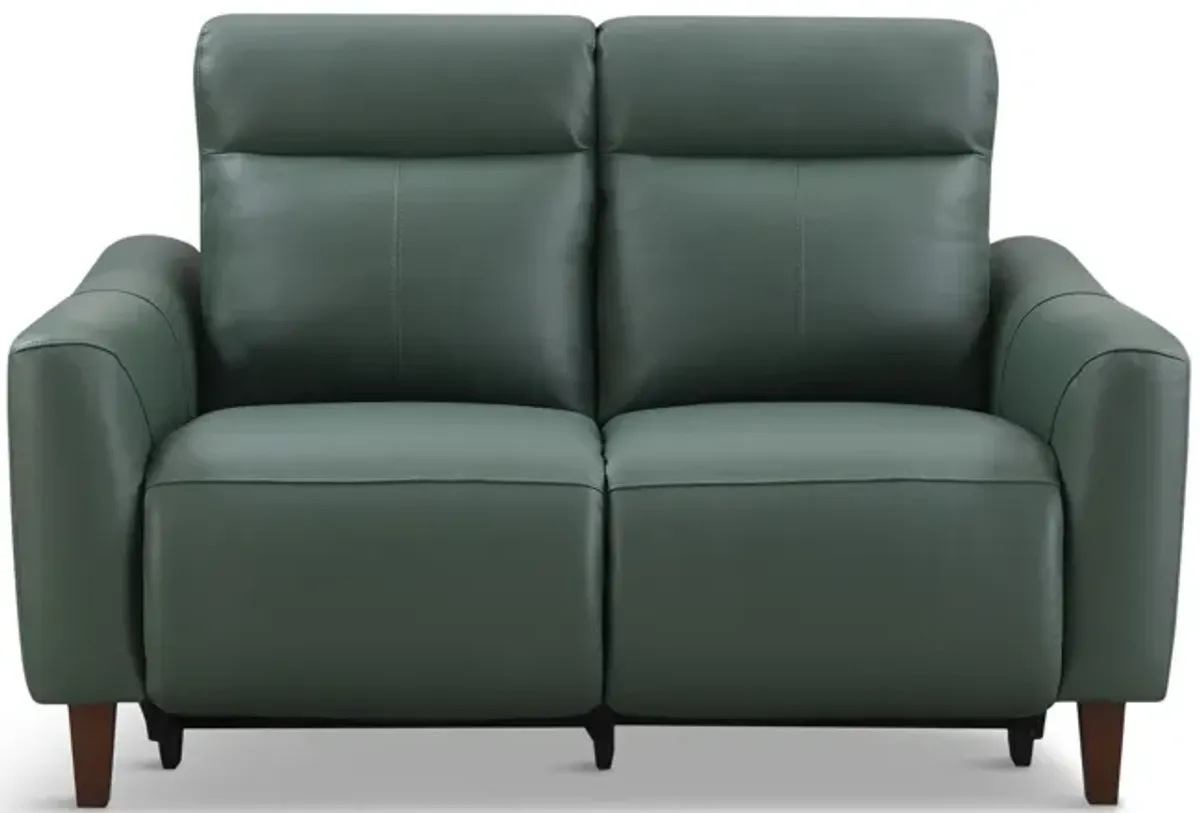 Bayfield Leather Power Loveseat - Green