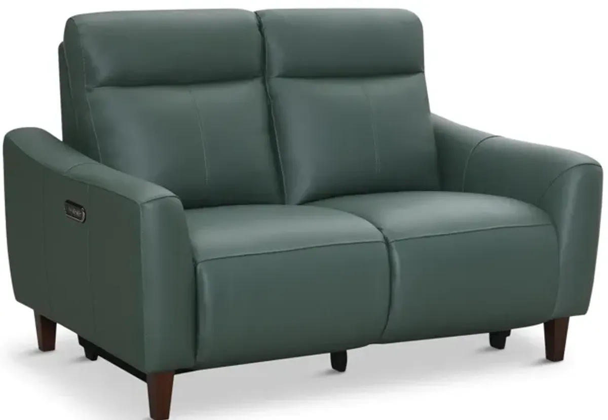 Bayfield Leather Power Loveseat - Green
