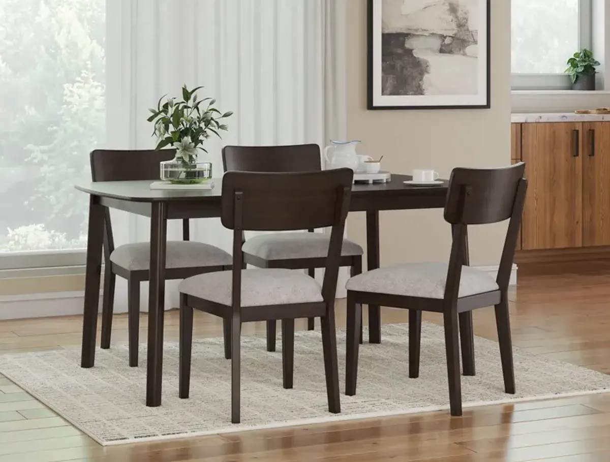 Ezra Table and 4 Side Chairs - Rich Merlot