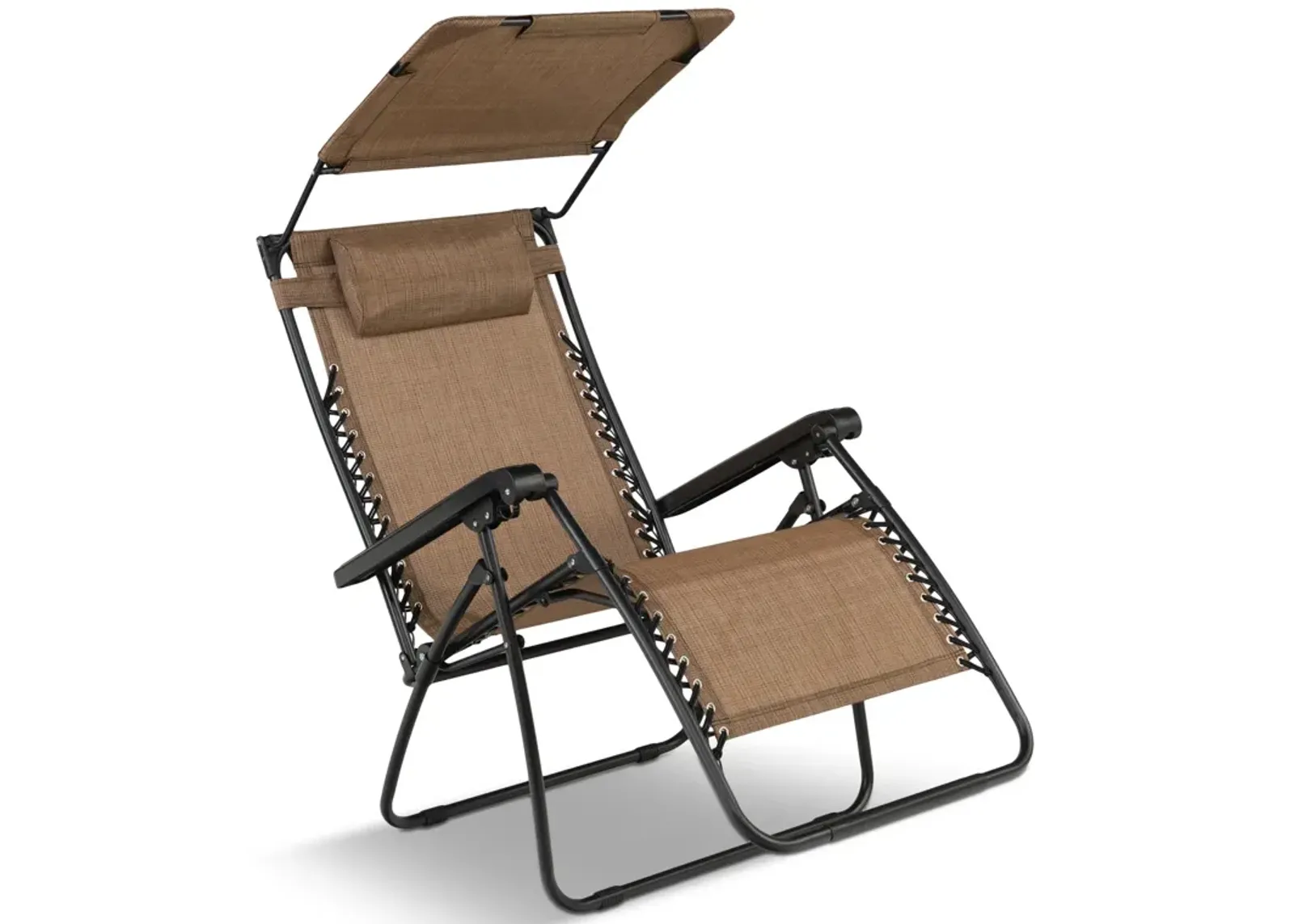 Relaxer Chaise Lounge Chair With Canopy - Brown