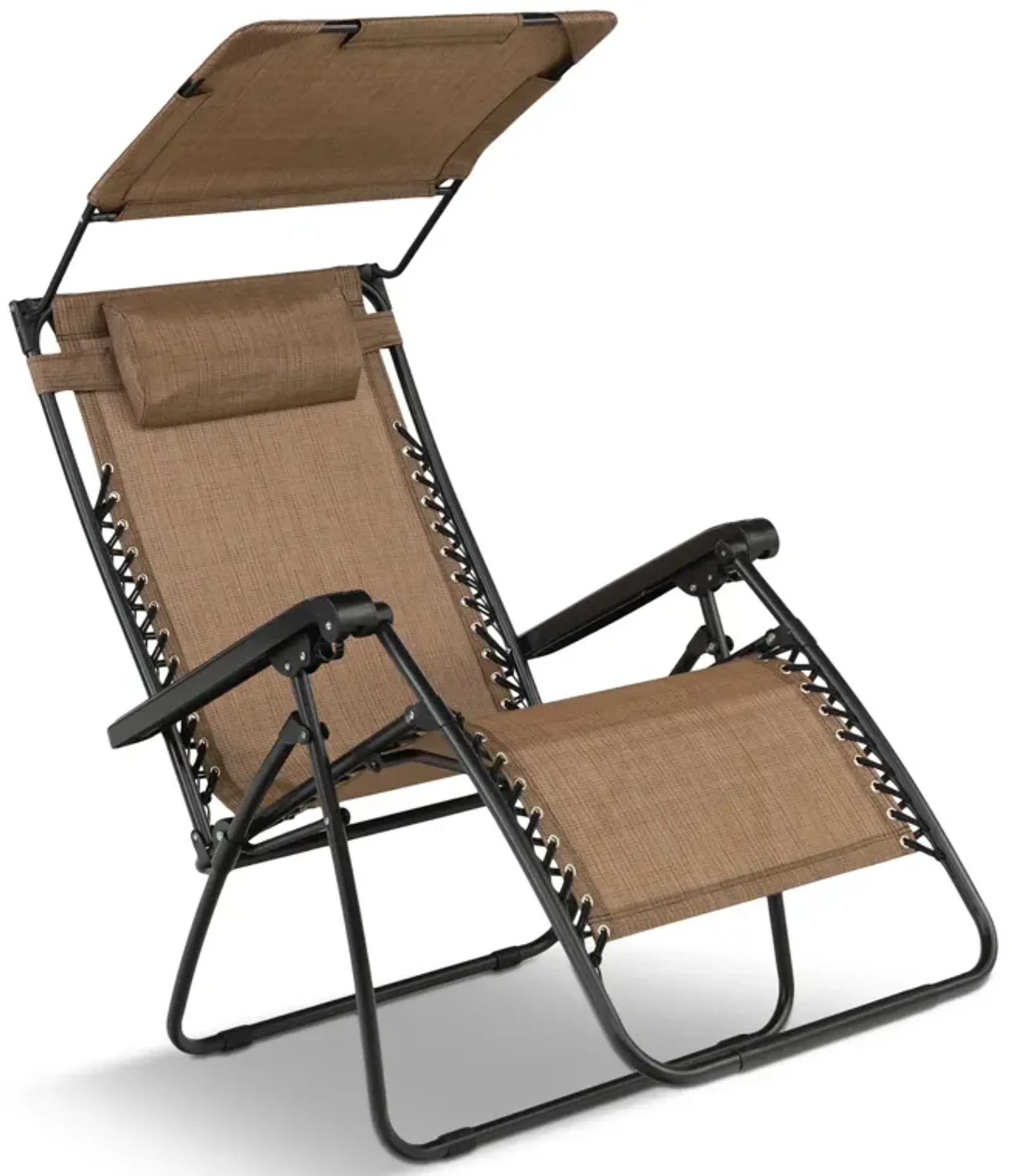 Relaxer Chaise Lounge Chair With Canopy - Brown