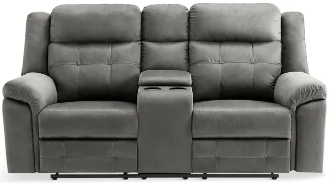 Hector Reclining Loveseat with Console - Grey