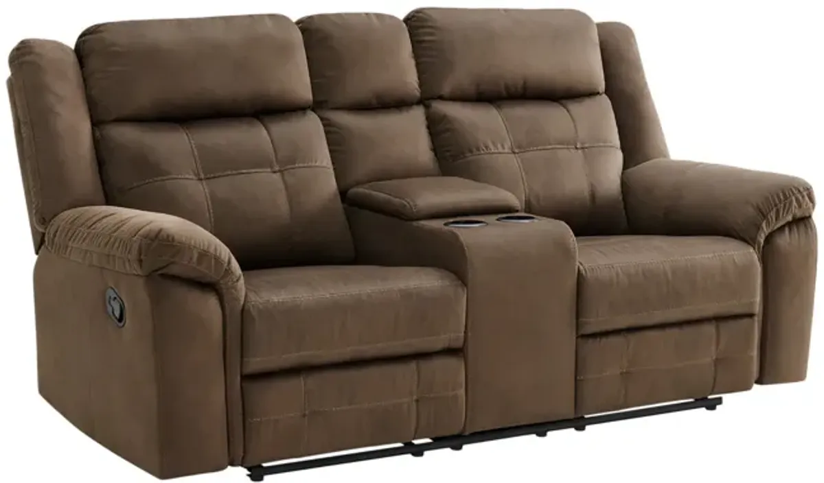 Hector Reclining Loveseat with Console - Brown