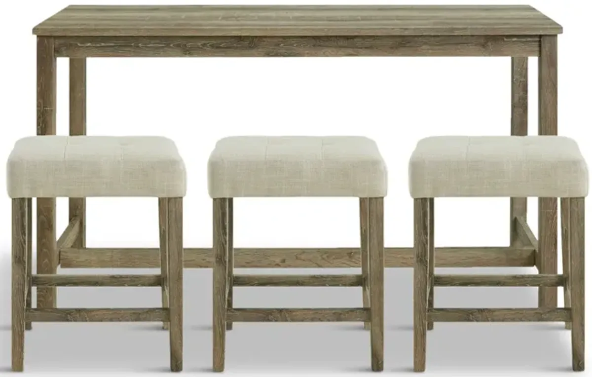 Rodman Sofa Bar Table With 3 Stools - Light Grey