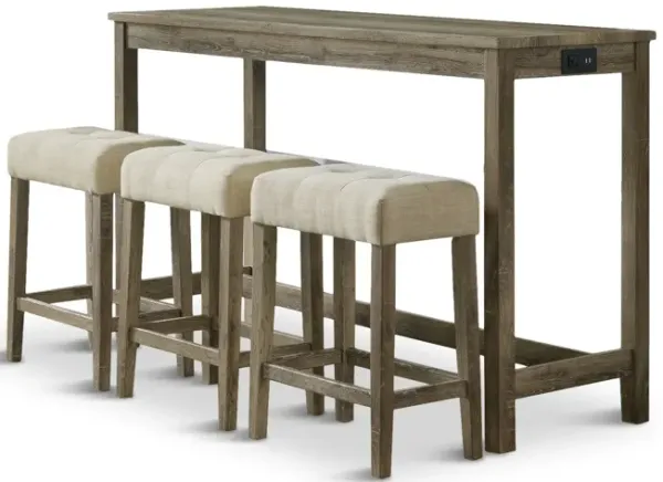 Rodman Sofa Bar Table With 3 Stools - Light Grey