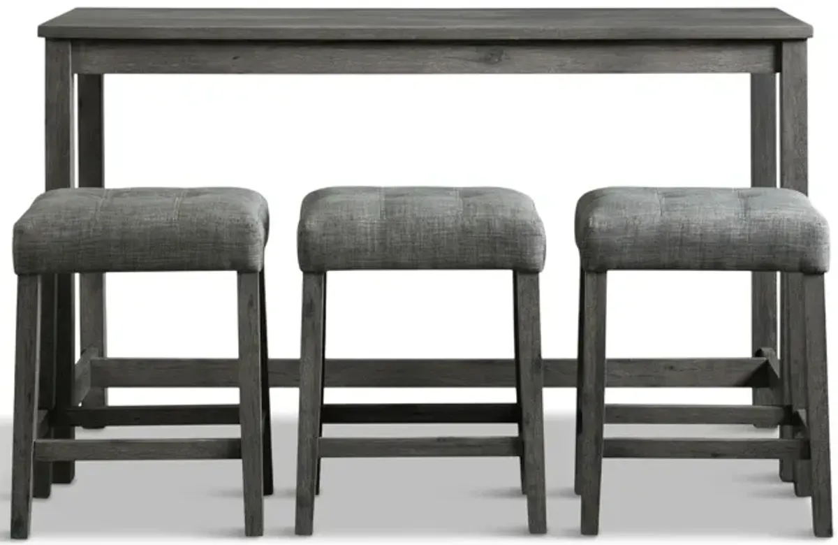 Rodman Sofa Bar Table With 3 Stools - Charcoal