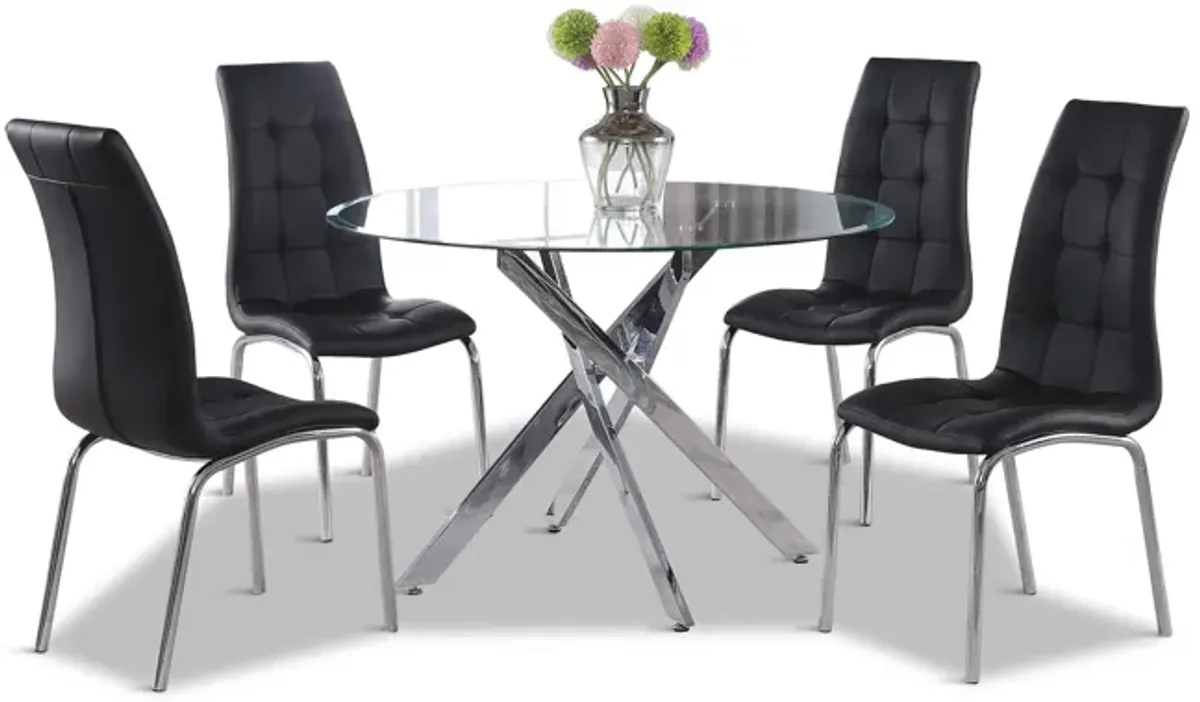 Jetta 45  Round Glass Table With 4 Modern Chairs