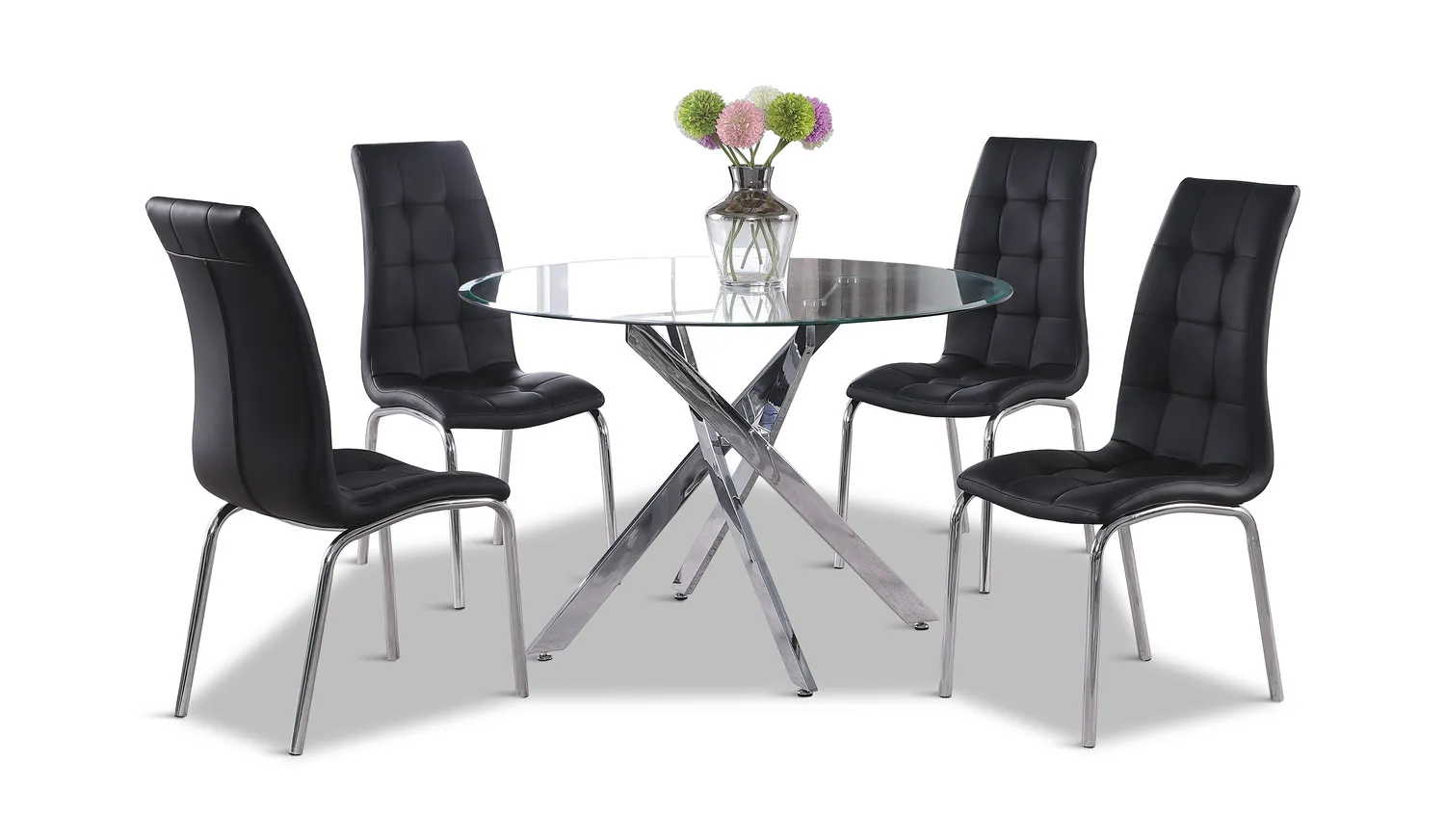 Jetta 45  Round Glass Table With 4 Modern Chairs