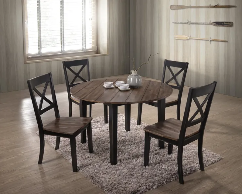   La Carte Round Table And 4 Chairs - Black