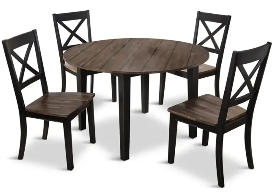   La Carte Round Table And 4 Chairs - Black