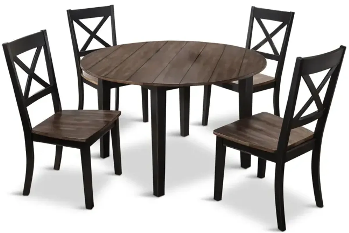   La Carte Round Table With 4 Chairs - Black