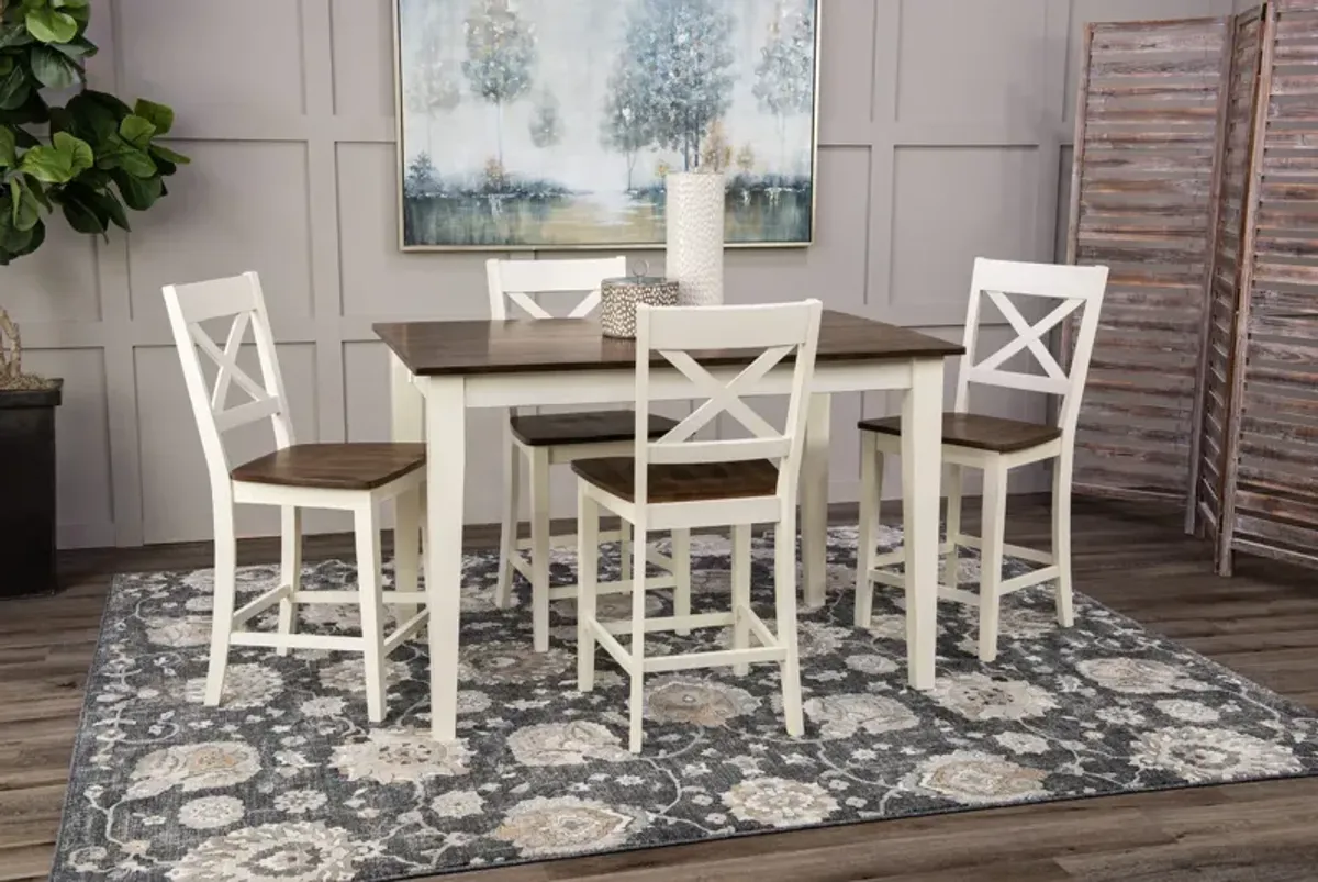  La Carte Counter Table With 4 Stools - White
