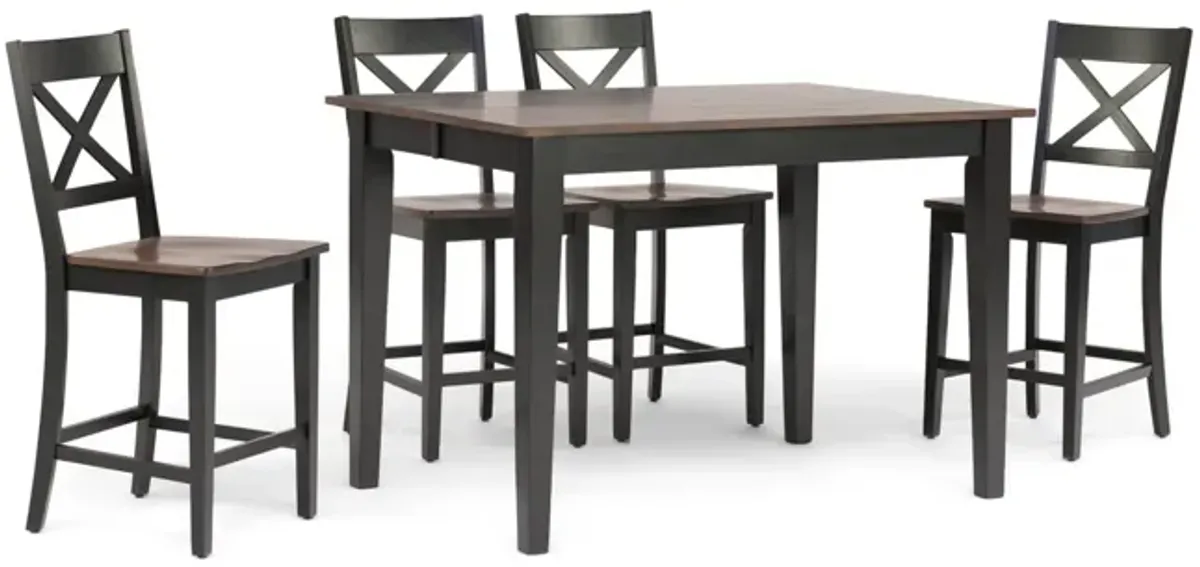   La Carte Counter Table And 4 Stools - Black