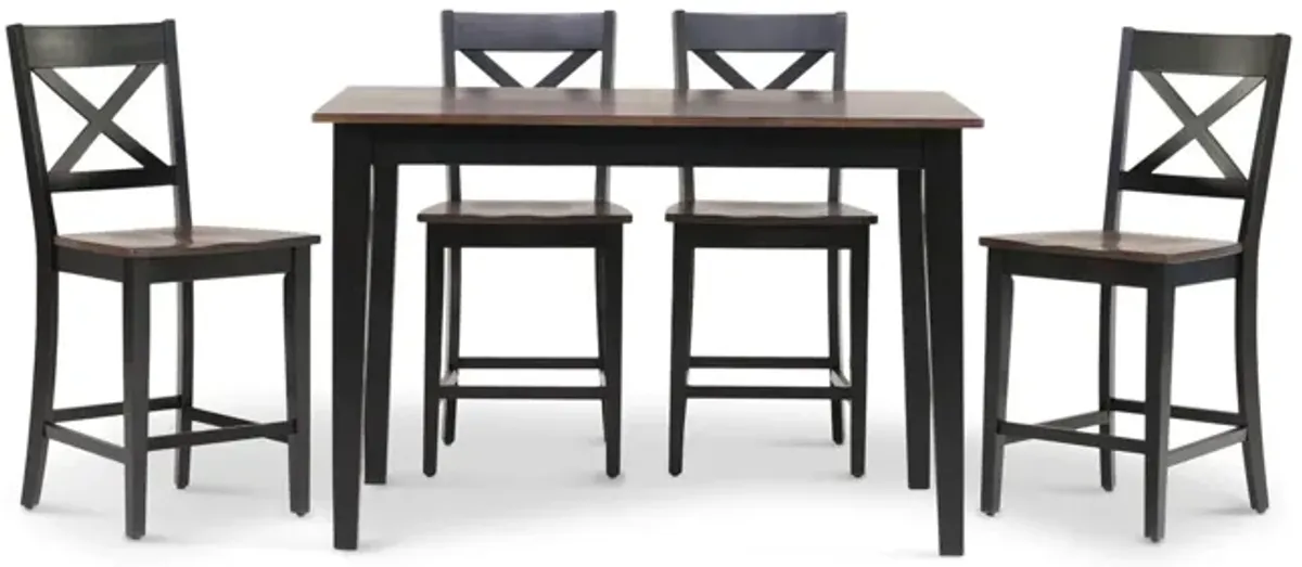   La Carte Counter Table And 4 Stools - Black