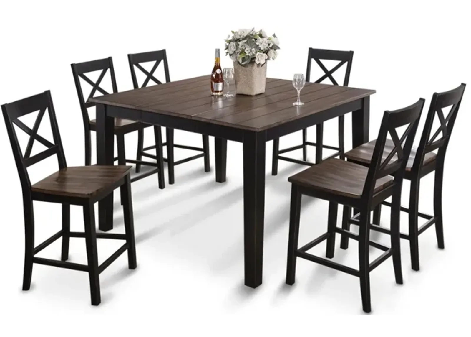   La Carte Counter Table And 4 Stools - Black