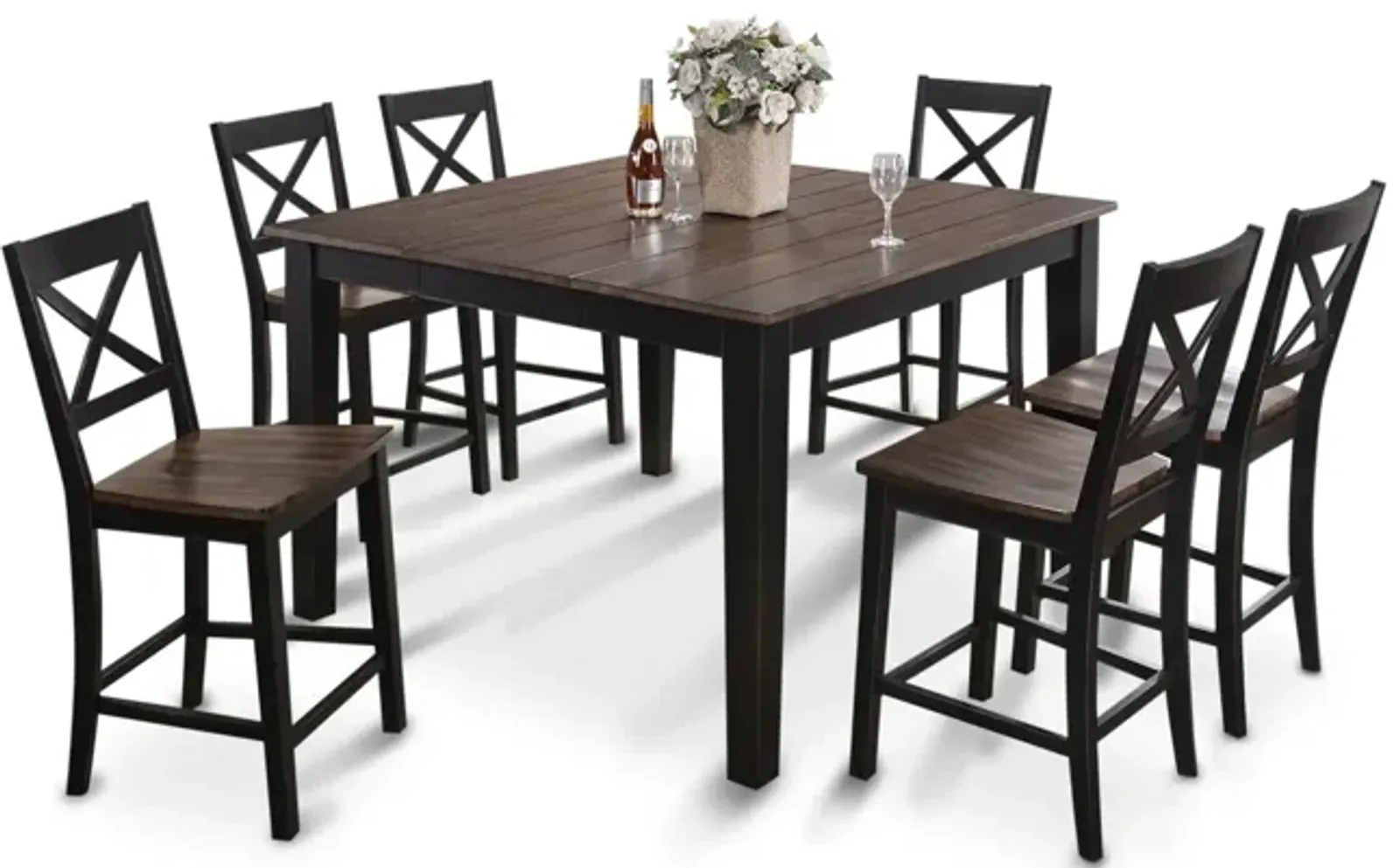   La Carte Counter Table And 4 Stools - Black